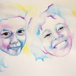 Systrar A och N. Akvarell 2015